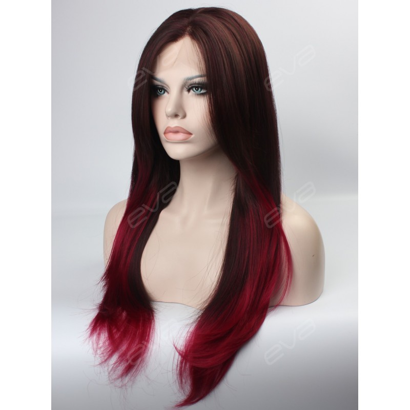 Ambra Color Wigs | brown to red ombre color high quality synthetic lace front Ambra Color Wigs | brown to red ombre color high quality synthetic lace front