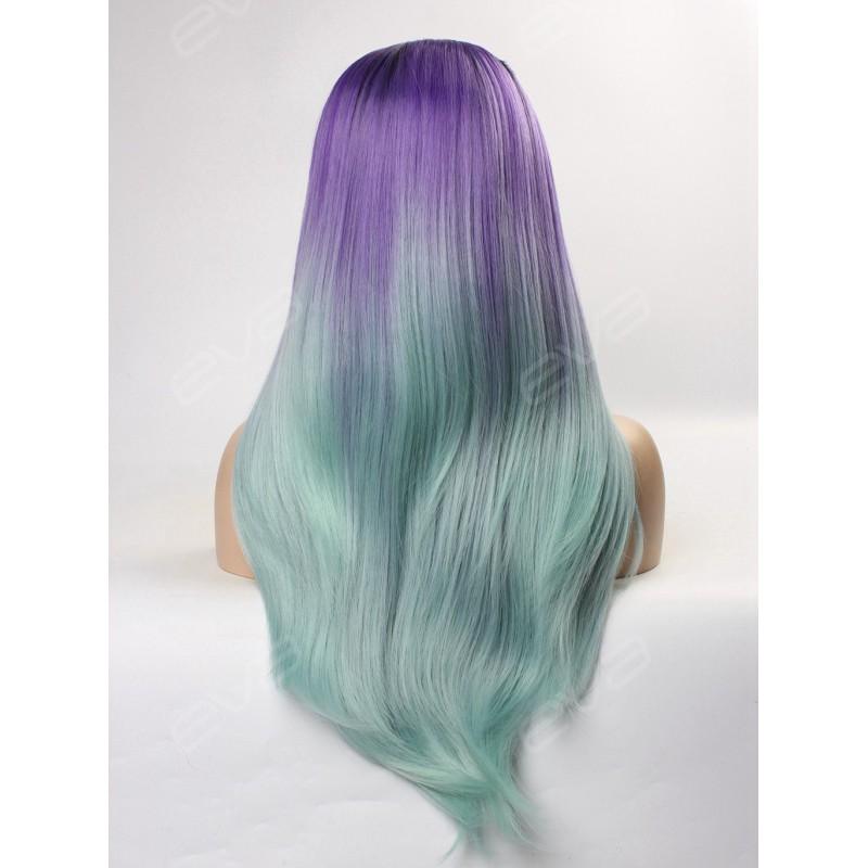 Purple to Mint 2016 New Ombre Color Synthetic Lace Front Wig