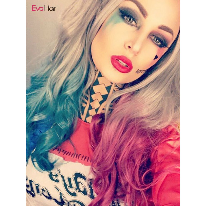 Come Back EvaHair "Harley Quinn" Inspired Hair Color Half Blue Half