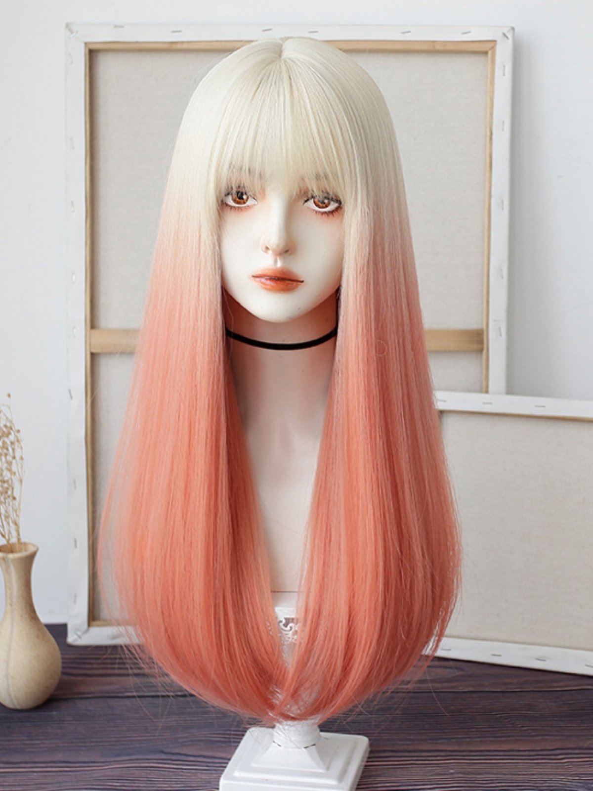 Evahair 2022 New Style Blonde To Orange Ombre Long Straight Synthetic