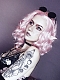 Sweet Pinky Wavy Lob Synthetic Lace Front Wig