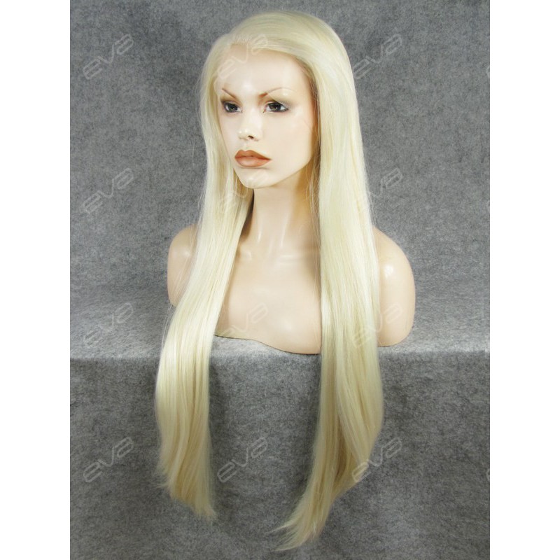Long Straight Blonde Synthetic Lace Front Wig - Synthetic 