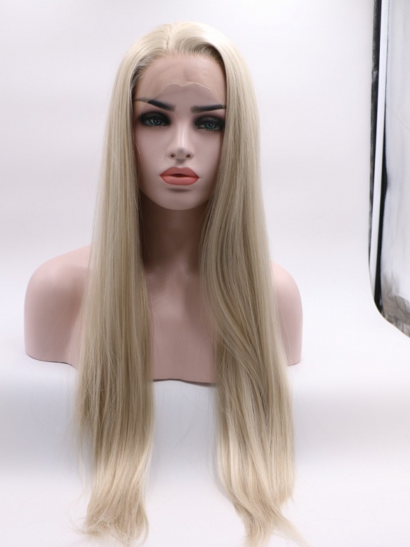 Evahair Fashion Style Blonde Long Straight Synthetic Wig