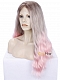 Pink Ombre Long Wavy Synthetic Lace Front Wig