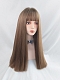 Evahair Daily Brown Long Straight Synthetic Wig with Bangs