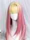 Evahair 2021 New Style Pink and Blonde Mixed Color Long Straight Synthetic Wig with Bangs