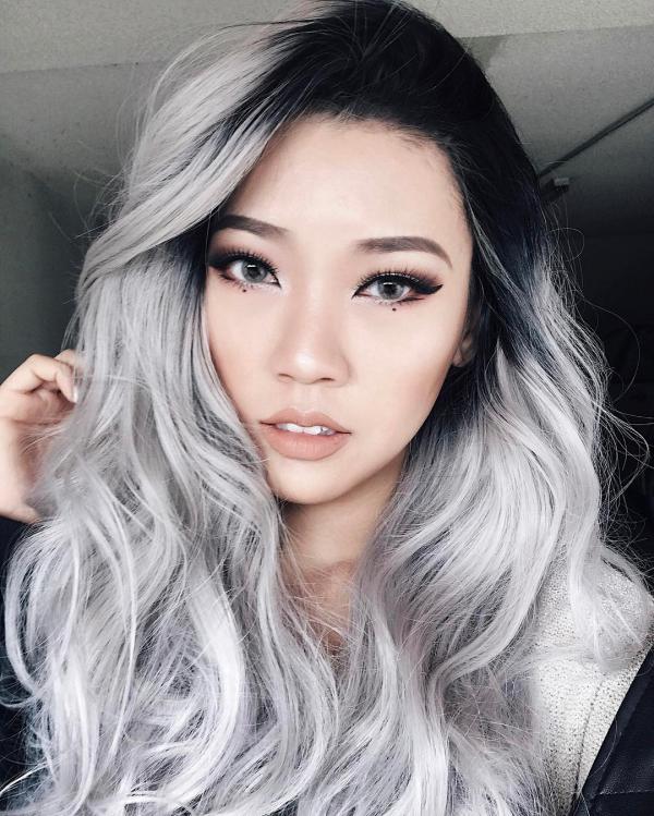 EvaHair Best Seller Hot Grey/Silver Ombre Wavy Long Synthetic Lace ...