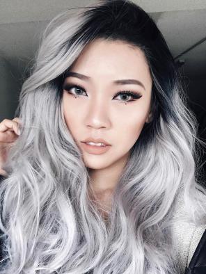 Grey Synthetic Lace Front Wigs