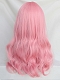 Evahair 2021 New Style Pink Long Wavy Synthetic Wig with Bangs