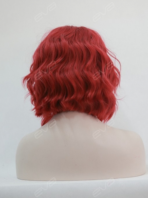 EvaHair Triangled Cut Red Wavy Bob Lace Front Synthetic Wig