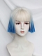 Evahair 2021 New Style Silvery White to Blue Ombre Short Straight Synthetic Wig with Bangs