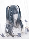 Evahair Grey and Blue Mixed Color Long Straight Synthetic Wig with Bangs