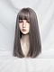 Evahair 2021 New Style Pinkish Grey Long Straight Synthetic Wig with Bangs