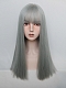 Evahair 2021 New Style Mist Grey Medium Straight Synthetic Wig with Bangs