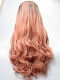 EvaHair Peach Long Wavy Synthetic Lace Front Wig