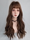 Evahair 2021 New Style Brunette Long Wavy Synthetic Wig with Bangs