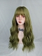 Evahair Dark Green Long Wavy Synthetic Wig with Bangs