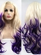 Evahair Fashion Style gold and purple gradient Long wavy Synthetic Wig
