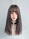 Evahair 2021 New Style Grey to Pink Ombre Long Straight Synthetic Wig with Bangs