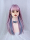 Evahair 2021 New Style Purple and Blue Mixed Color Long Straight Synthetic Wig with Bangs