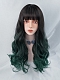 Evahair Dark to Green Ombre Long Wavy Synthetic Wig with Bangs