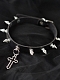 Evahair Gothic Black Rivet Cross Choker