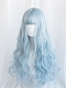 Evahair 2021 New Style Pastel Blue Long Wavy Synthetic Wig with Bangs