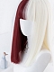 Evahair Half Red and Half White Medium Straight Synthetic Wig with Bangs