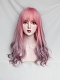 Evahair 2021 New Styke Pink Ombre Long Wavy Synthetic Wig with Bangs