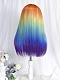 Evahair 2021 New Style Rainbow Color Long Straight Synthetic Wig with Bangs