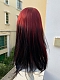 Evahair 2022 New Style Red to Black Ombre Long Straight Synthetic Lace Front Wig