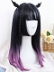 Evahair 2021 New Style Black to Purple Ombre Long Straight Synthetic Wig with Bangs