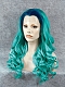 Bright Mint with Blue Root Color Synthetic Lace Front Wig 