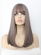 EVAHAIR Ash Pink Wig With Bangs