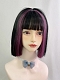 Evahair 2021 New Style Black and Purple Mixed Color Shoulder Length Straight Synthetic Wig with Bangs