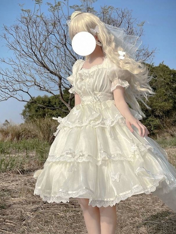 Evahair new white ruffle lolita dress JSK