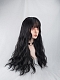 Evahair Black Long Natural Wavy Synthetic Wig with Bangs