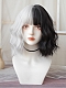 Evahair 2021 New Style Half Black and Half White Shoulder Length Wavy Synthetic Wig with Bangs