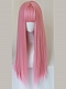 Evahair 2021 New Style Pink Long Straight Synthetic Wig with Bangs