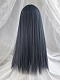 Evahair Grayish Blue Long Straight Synthetic Wig With Bangs