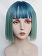 Evahair 2021 New Style Teal Green Short Straight Synthetic Wig with Bangs