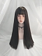 Evahair Daily Black Long Straight Synthetic Wig with Bangs