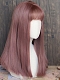 Evahair Pinkish Brown Long Straight Synthetic Wig with Bangs