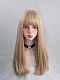 Evahair Blonde Long Straight Synthetic Wig with Bangs