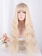 Evahair 2022 New Style Cream Blonde Long Wavy Synthetic Wig with Bangs