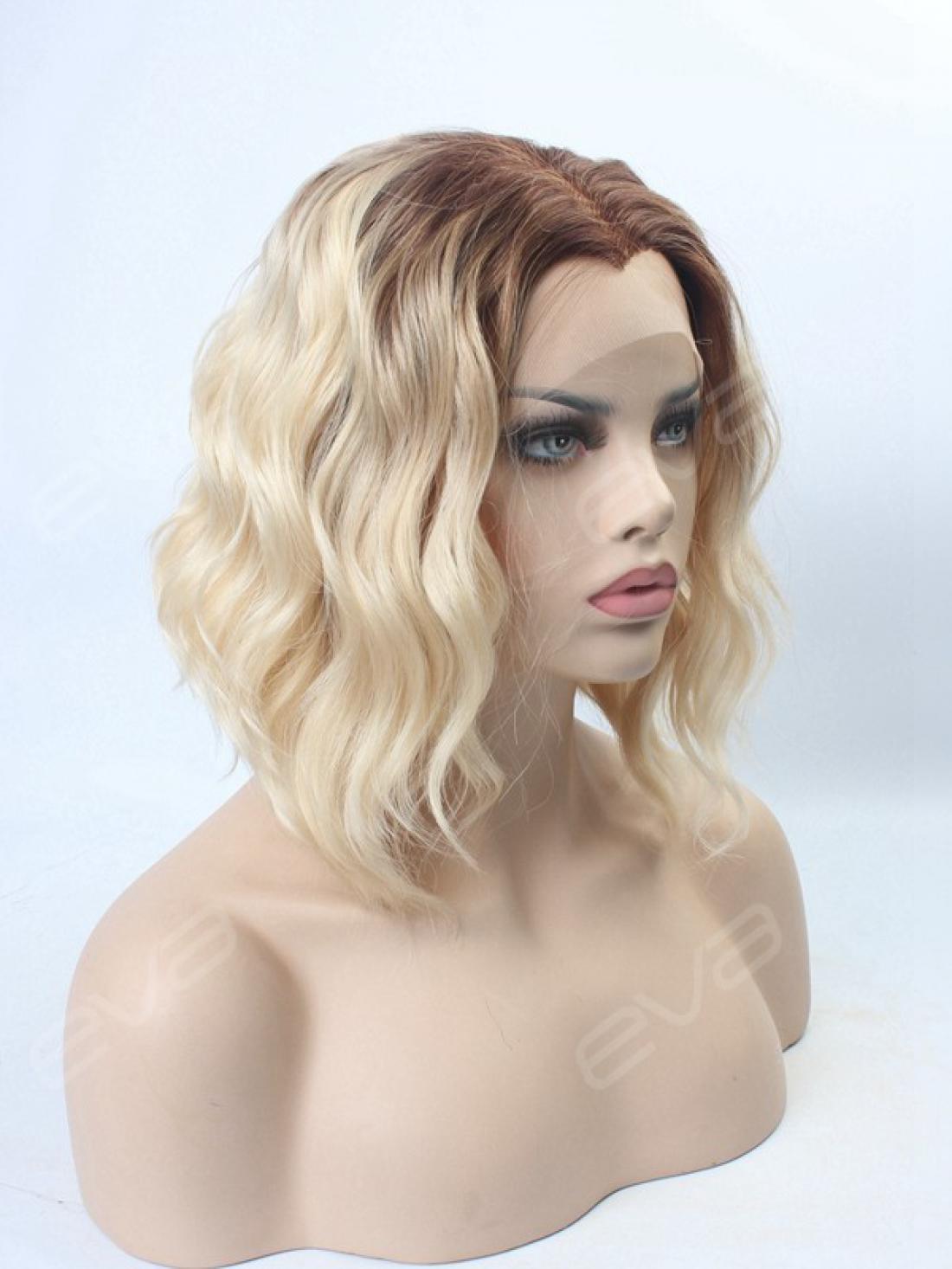 EvaHair Graduated Cut Wavy Bob Lace Front Synthetic Wig - All Synthetic ...