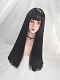 Evahair Daily Black Long Straight Synthetic Wig with Bangs