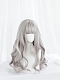 Evahair Grayish White Long Wavy Synthetic Wig with Bangs