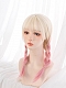 Evahair Cute Blonde to Peach Pink Ombre Medium Straight Synthetic Wig with Bangs