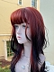 Evahair 2022 New Style Red to Black Ombre Long Straight Synthetic Wig with Bangs